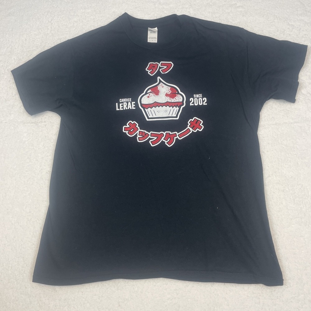 Gildan Large Black Candice LeRae Since 2002 Cupcake T-Shirt